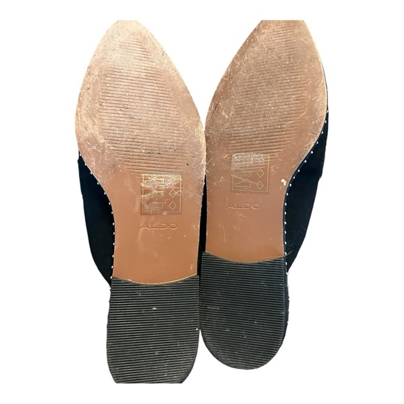 Aldo Stud Keeper Mules Womens Size 6 Slip on Slide Loafer Black Suede Flat - Picture 8 of 9